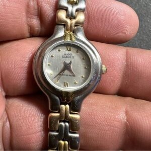 Anne Klein II Vintage Silver Gold Tone Ladies Quartz Watch Round Dial Working